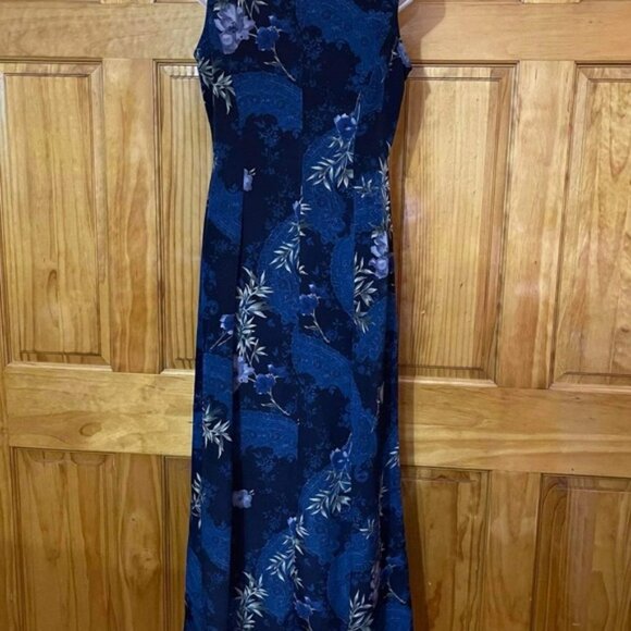 Ladies Scarlett Blue & Black Flowing Flower Floral Maxi Sleeveless Dress4 - 6 … - Picture 6 of 9